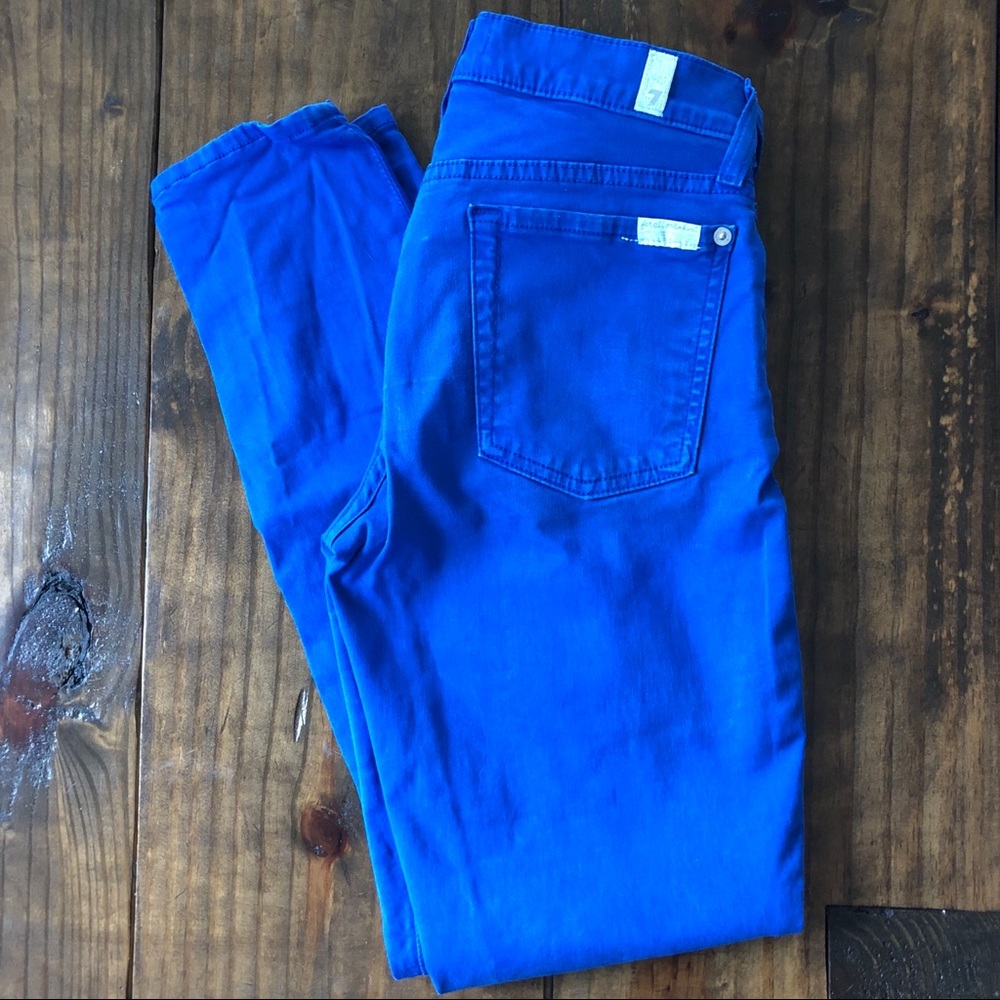 7 for All Mankind Royal Blue Skinny Pants 27